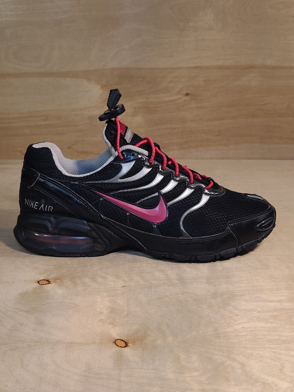 Nike Air Max Torch 4 in the Black/Metallic Silver/Pink Flash colorway Womens 8.5